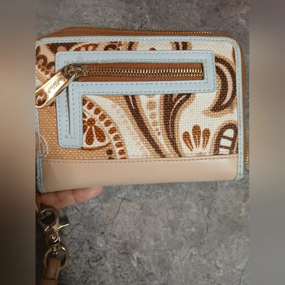 Spartina 449 Beige and Brown Patterned Women's Wristlet